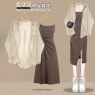 Summer Suit Women Age-Reducing Wear Sunscreen Shirt Top Women Slimmer Look All-Match Dress Two Sets 