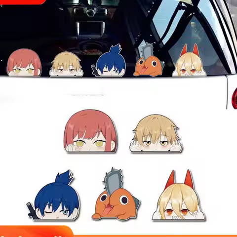 Car Stickers Chainsaw Man Anime Denji Pochita Power Reflective Decals For Window Bumper Trunk Motorc