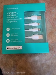 Ravpower 2.4A fast charging USB cable with Lighting connector charger & Sync 1.3ft/ (0.9m )+ 1.6ft /