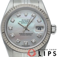 勞力士 Datejust 女士腕錶 10P 鑽石珍珠母貝 Datejust 女士腕錶 79174NG(F) K18WG/SS 女士腕錶 白色珍珠貝母拋光 2004 年 極佳成色 [二手]