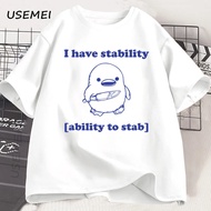 2026NEWI Have Stability Ability To Stab T-Shirt Funny Duck Graphic Tee Shirt Cotton Short-sleeve Top