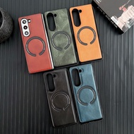皮質磁吸環折疊手機殼 Magnetic Ring Leather Phone Case for Samsung Z-Flip 5, 4, 3, Z-Fold 5, 4, 3, Huawei Mate X3