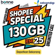 130GB Uncaaped Speed Unlimited Call Line Coverage Celcom Digi Beone Prepaid No Baru dan Kekal No Lam