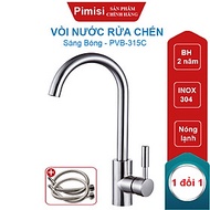 Vòi Nước Rửa Chén Nóng Lạnh Pimisi PVB-315C Inox 304 Mạ Sáng Bóng Dùng Cho Chậu Rửa Bát 1-2-3 Hố Tro