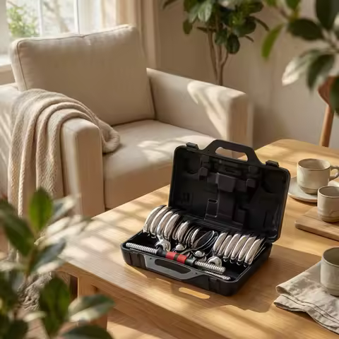 Dumbbell Set with Storage Case Chrome-Plated Dumbbell Set with Case Weights Compact Exercise Equipme