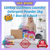 Lonkey Cucimaru Laundry Detergent Powder 2KG 1 Box of 8 Pack – Hand & Machine Wash, Powerful Stain R