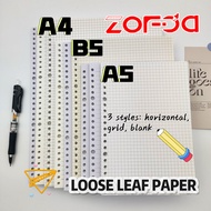 Refill Paper A5/B5/A4 Binder Refill pages/ Blank Grid Line/loose leaf Notebook binder Refill