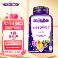 VitaFusion 褪黑素睡眠软糖 sleep well成人失眠倒时差 晚安糖 白茶和桃子味60粒