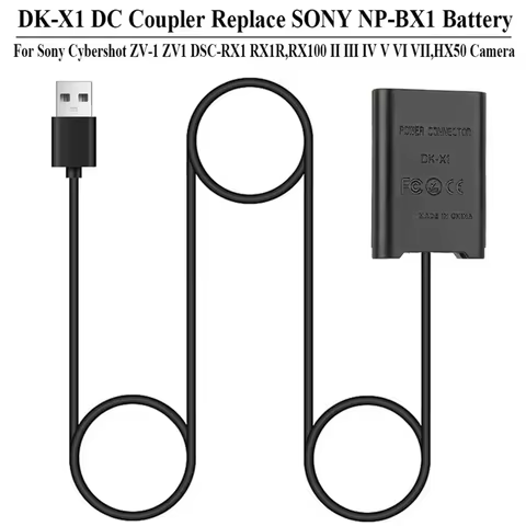USB Converter+NP-BX1 Dummy Battery DK-X1 DC Coupler Kit for Sony Cybershot ZV-1 ZV1 DSC-RX1 RX1R,RX1