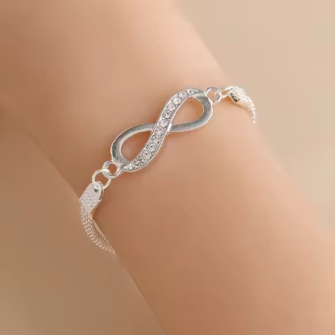 Rhinestone Infinity Bracelet Alloy Symbol Number 8 Bracelet Women Men Fashion Jewelry