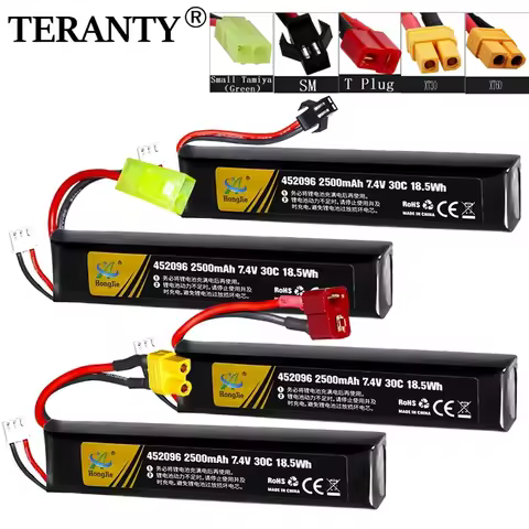 7.4v 2500mAh Lipo Battery Split Connection for Water Gun 2S 7.4V battery for Mini Airsoft BB Air Pis