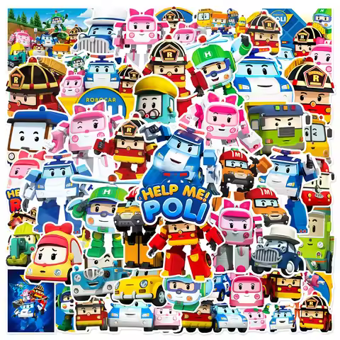 50Pcs Cartoon Robocar Poli Game Graffiti Sticker Scrapbook Luggage Laptop Guitar Car Bike Skateboard