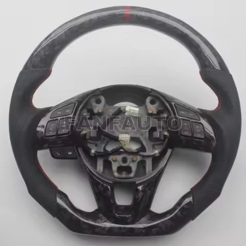 Replacement Real Carbon Fiber Steering Wheel with Leather for Mazda 3 Mazda3 Mazdaspeed3 Axela 2014-