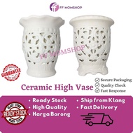 High Ceramic Flower Pot White Vase Simple Modern Vase Pasu Bunga Tinggi Pasu Gubahan Bunga Orkid Pasu Pokok