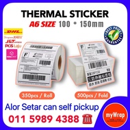 Thermal Sticker A6 100x150mm / 10*15cm ( 350pcs / 500pcs ) Thermal Paper Shipping Label Consignment Note Sticker 热敏标签