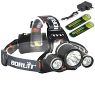 Đèn pin đội đầu 3 bóng ánh sáng vàng [kèm 2 pin Akasha 6000mAh]