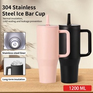 Flip Straw Tumbler 1200ml Leakproof Insulated bottle Sleek Tumblr with holder Lid Cold water Portabl