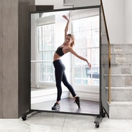 Movable Dance Mirror Live with Home Full Body Floor Mirror with Wheels Yoga Fitness Mirror Dance Roo