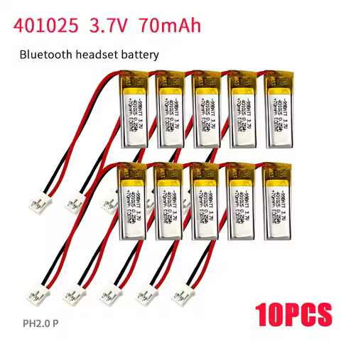 10pcs 401025 401225 Battery 70mAh Lipo 3.7V Lithium Batteries for Smart Bluetooth Headset Recording 