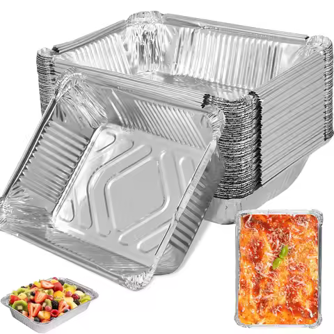 Rectangular Tin Foil Tray AirFryer Kitchen Loaf Baking Tool Food Containers Bowl BBQ Take Away Cake 