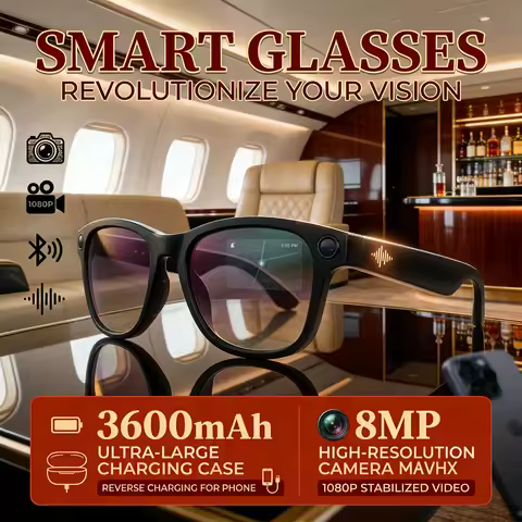 Smart Bluetooth 5.3 Sunglasses 1080P HD Video Camera AI Object Recognition Real Time Translator Wear