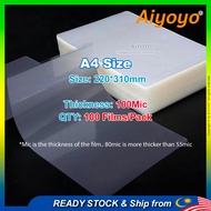 100pcs Laminate Film Laminating Film Kertas Laminate Plastik A4 A3 A5 2R 3R 4R 6R Pouches Pouch