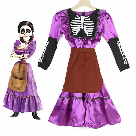 CoCo Mama Imelda Cosplay Costume Girls Skeleton Dresse Music Dreaming Around Halloween Party Fancy D