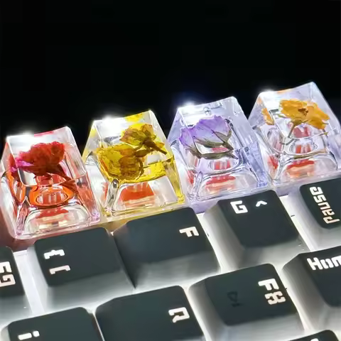 Red Rose Resin Keycap 4Pcs Mechanical Keyboard Pc Gamer 1U 1X OEM R4 ESC WASD Arrow Key Caps Persona