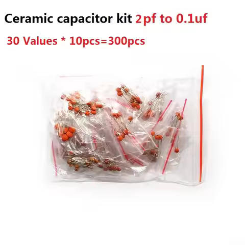30 Values*10pcs=300pcs Ceramic Capacitor Kit 2pf To 0.1uf 50V Assorted Kit Set Assortment Pack 22PF 