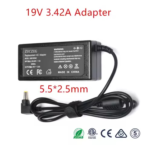 Power Supply 19V 3.42A 5.5X2.5mm Laptop Charger AC Adapter Power Supply DC 19 V Volt Charge Notebook