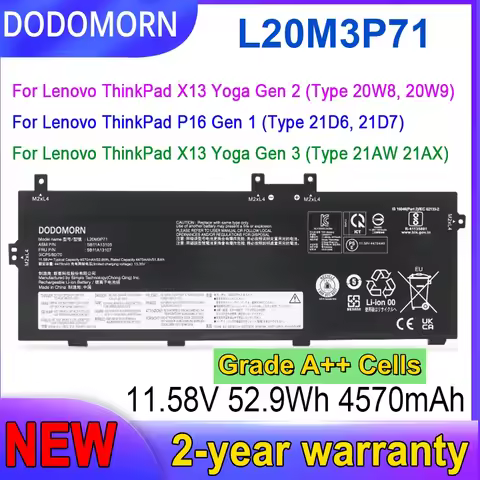 High Quality L20M3P71 Laptop Battery For ThinkPad X13 Yoga Gen2 Gen3 P16 Gen1 L20C3P71 L20L3P71