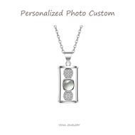 [Sincerer] S925 Sterling Silver Necklace Photo Projection Necklace Hourglass Pendant Necklace Custom