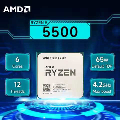 AMD Ryzen 5 5500 3.6GHz 6-Core 12-Thread L3=16M Processor 65W R5 5500 Socket AM4 7NM DDR4 New but wi