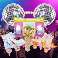 MAYWI 4/6pcs Roller Skate Balloon Set, 80s 90s Retro Theme 4D 4D Disco Air Ball, Inflatable Disco Ba