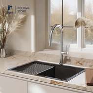 [Kitchen Bundle] RIGEL Scratch Resistance Kitchen Sink SNK7544SB-LINEN-250 + Kitchen Pull-out Faucet