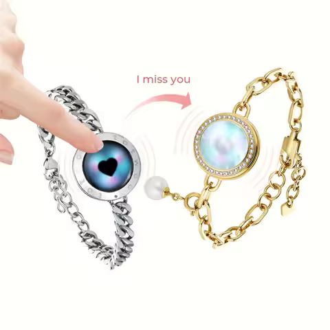 TOTWOO Long Distance Bracelets for Couples, Vibration & Light Up Bracelet Gifts Soulmate 2.0 Touch B