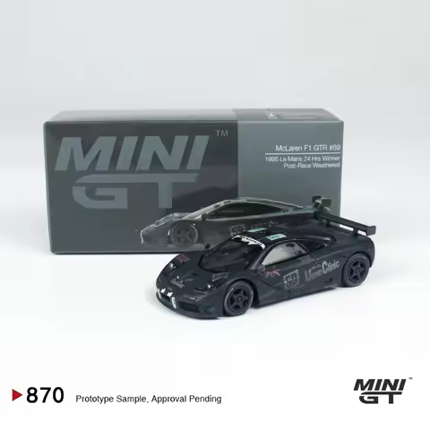 MINIGT 1:64 McLaren F1 GTR #59 1995 Le Mans 24Hr Winner Post-Race Weathered MGT alloy car model 870