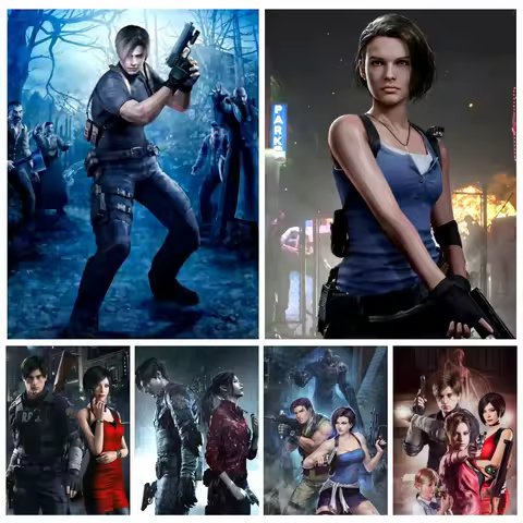 Resident-Evil 4 Remake Video Game Diamond Painting AB Drills Art Leon And Claire Photo Embroidery Cr