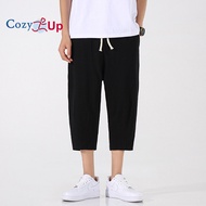 Cozy Up Men Chino Cropped Pants Cotton Linen Comfortable Sports