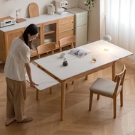 Loft Home Scandinavian Oak Wood Sintered Stone Extendable Dining Table FLEX