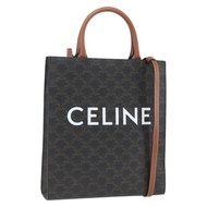 CELINE Triomphe Vertical Cabas 手提包 PVC 2way 棕色 Auth ka1656SAM