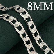 European American Hot Sale Jewelry Plated 925 Silver 8mm One to One Side Necklace 40-75CM Ready Stoc