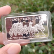 M1714 Silver Plate Souvenir perak StageCoach Bar 1oz