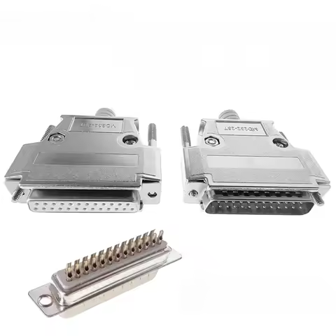 25P Male Female Connector DB25 Gold-plated Connector Industrial 25-pin Plug with Metal Shell for LED