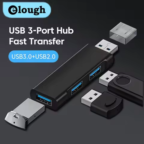 Elough Mini Aluminum 3 Port USB 3.0 Hub USB Hub Extensions 2.0 Hub USB Adapter Station Ultra Slim Po
