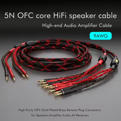 Pair 9AWG Speaker Cable Western Electric Audiophile Cable Banana Plug Biwire LoudSpeaker Wire Audio 