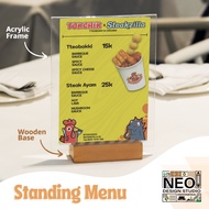 Standing Menu | Acrylic Standing Menu | Acrylic Tentcard | Menu Design | Menu DESIGN