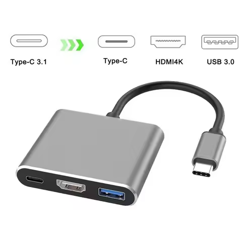 4K 1080P Type C To HDMI-compatible/ Usb 3.0/ Type C 3 in 1 Cable Converter Thunderbolt 3 Switch to H