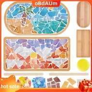 DIY Mosaic Craft Kit Coconut Tree Mosaic Bamboo Coaster Set with Blank Base Tray Handmade Art Home D