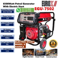 Eurox EGU-7502 6.5KW (6500Watt) Petrol Generator With Electric Start - 6 Months Warranty -